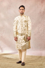 IVORY BAGH E BAHAR SHERWANI SET