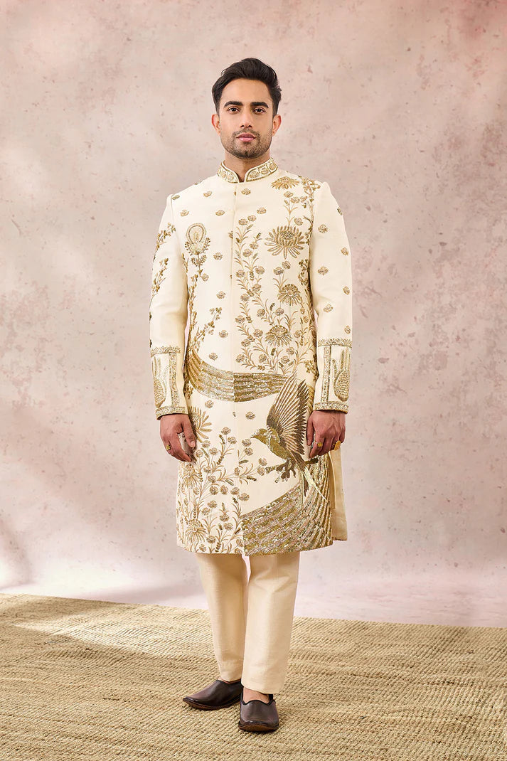 IVORY BAGH E BAHAR SHERWANI SET