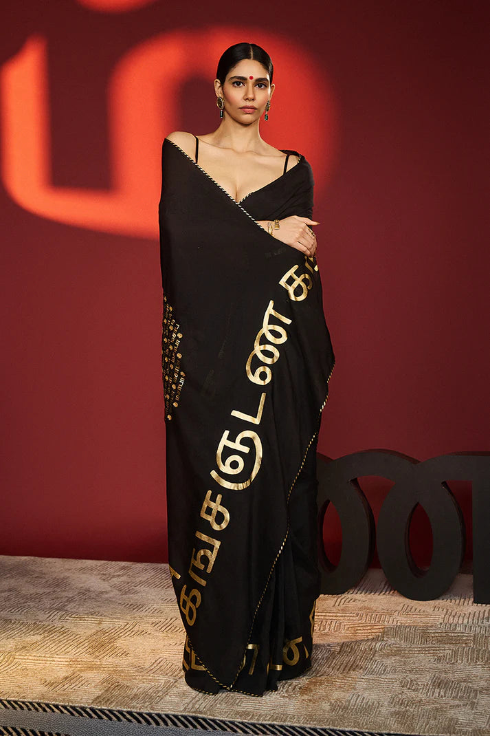 Black Madras Muse Saree