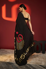 Black Madras Muse Saree