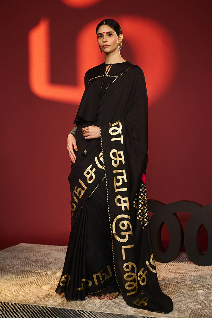 Black Madras Muse Saree 3
