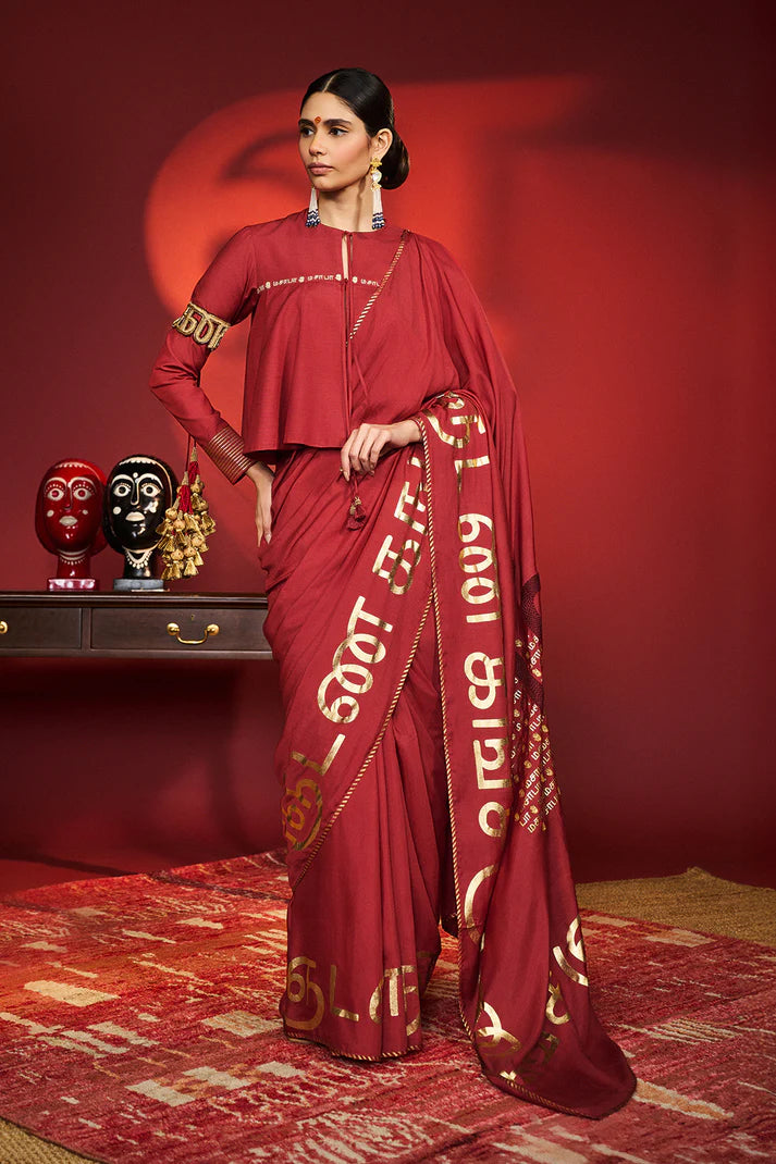 Red Madras Muse Saree 3