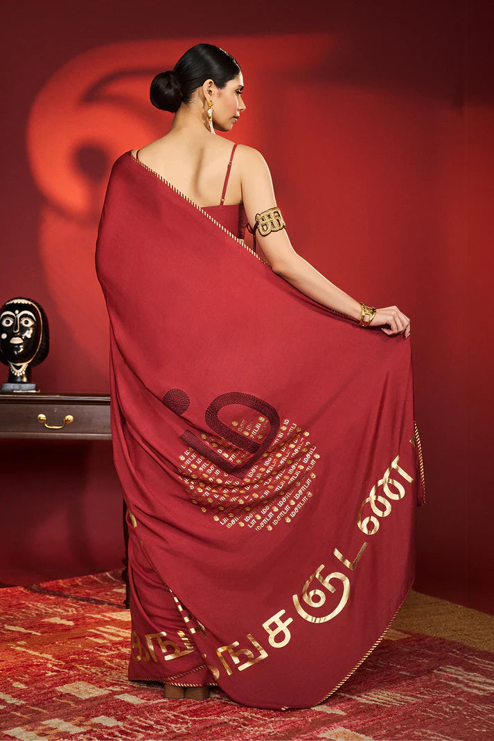 Red Madras Muse Saree 1