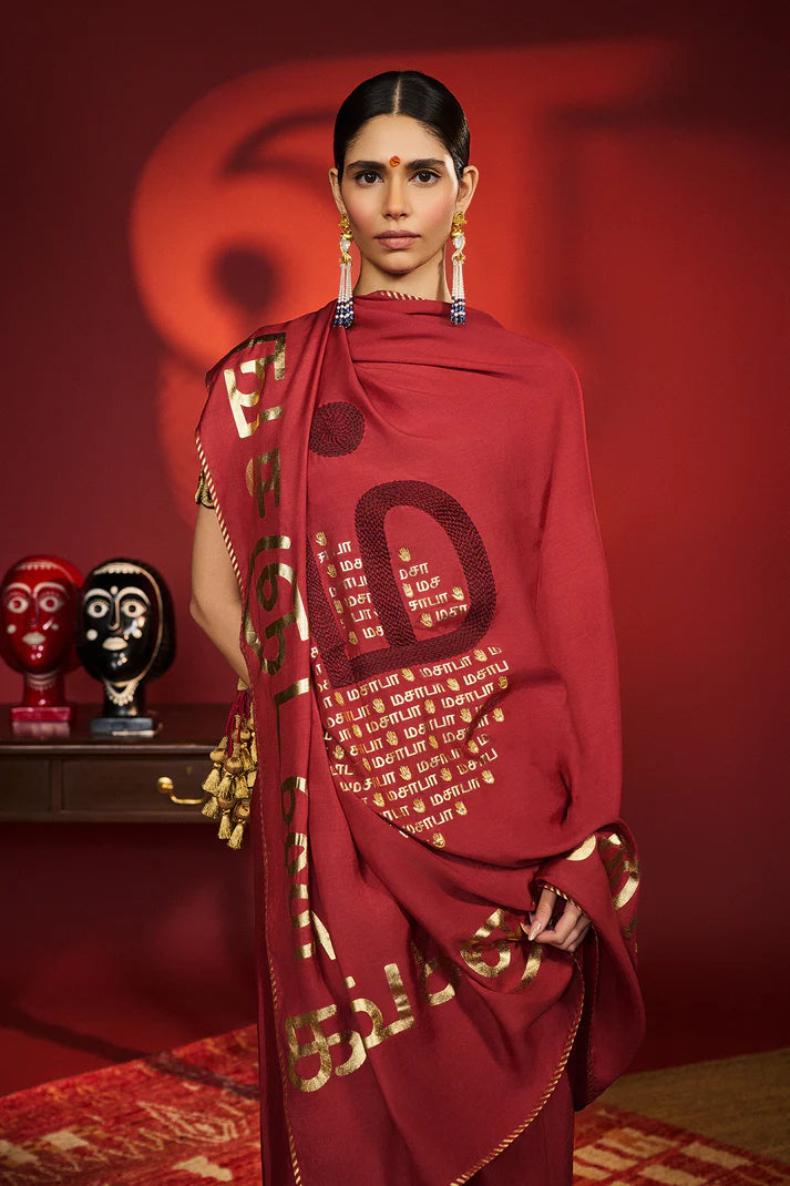 Red Madras Muse Saree 1