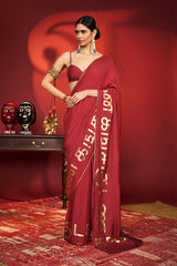 Red Madras Muse Saree 1
