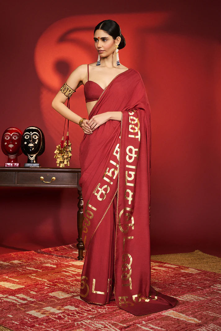 Red Madras Muse Saree 1