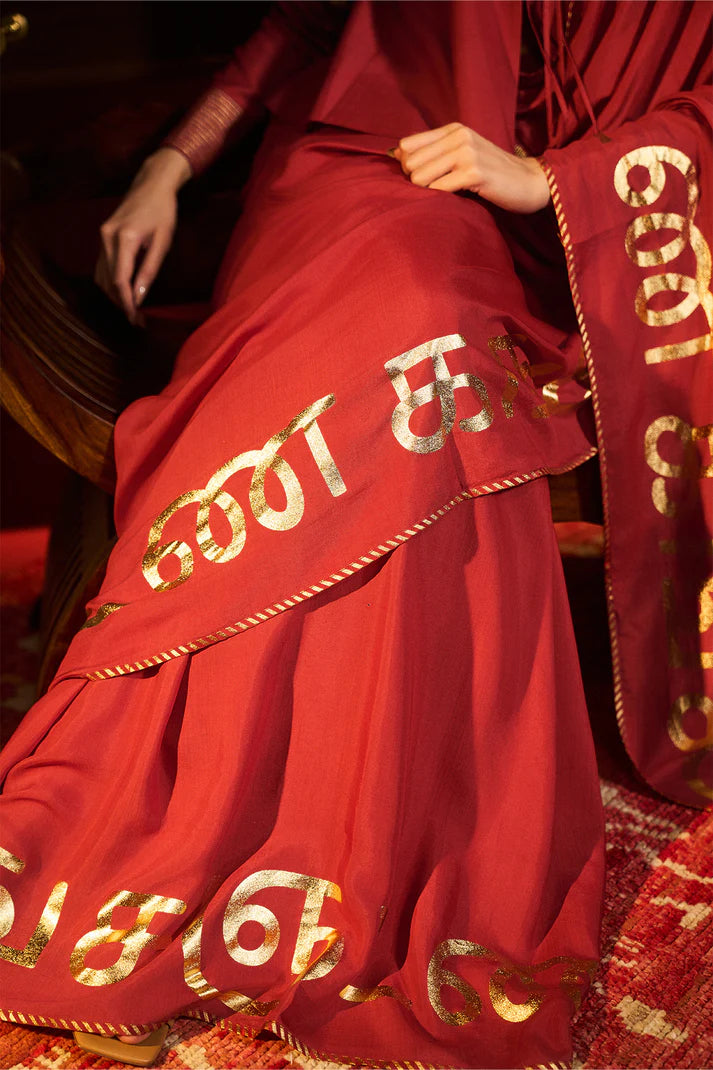 Red Madras Muse Saree 1