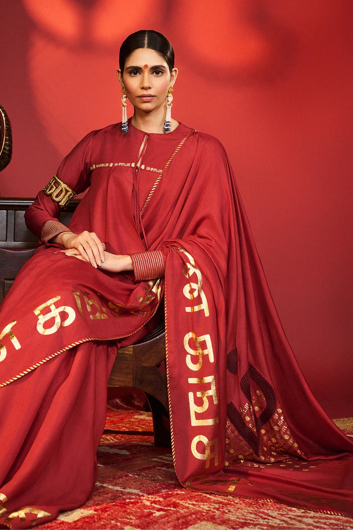 Red Madras Muse Saree 3