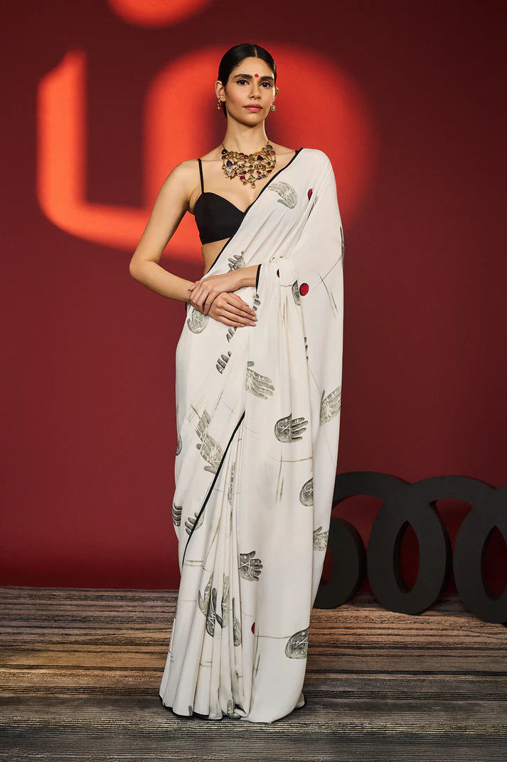 Ecru Palm Theory Saree
