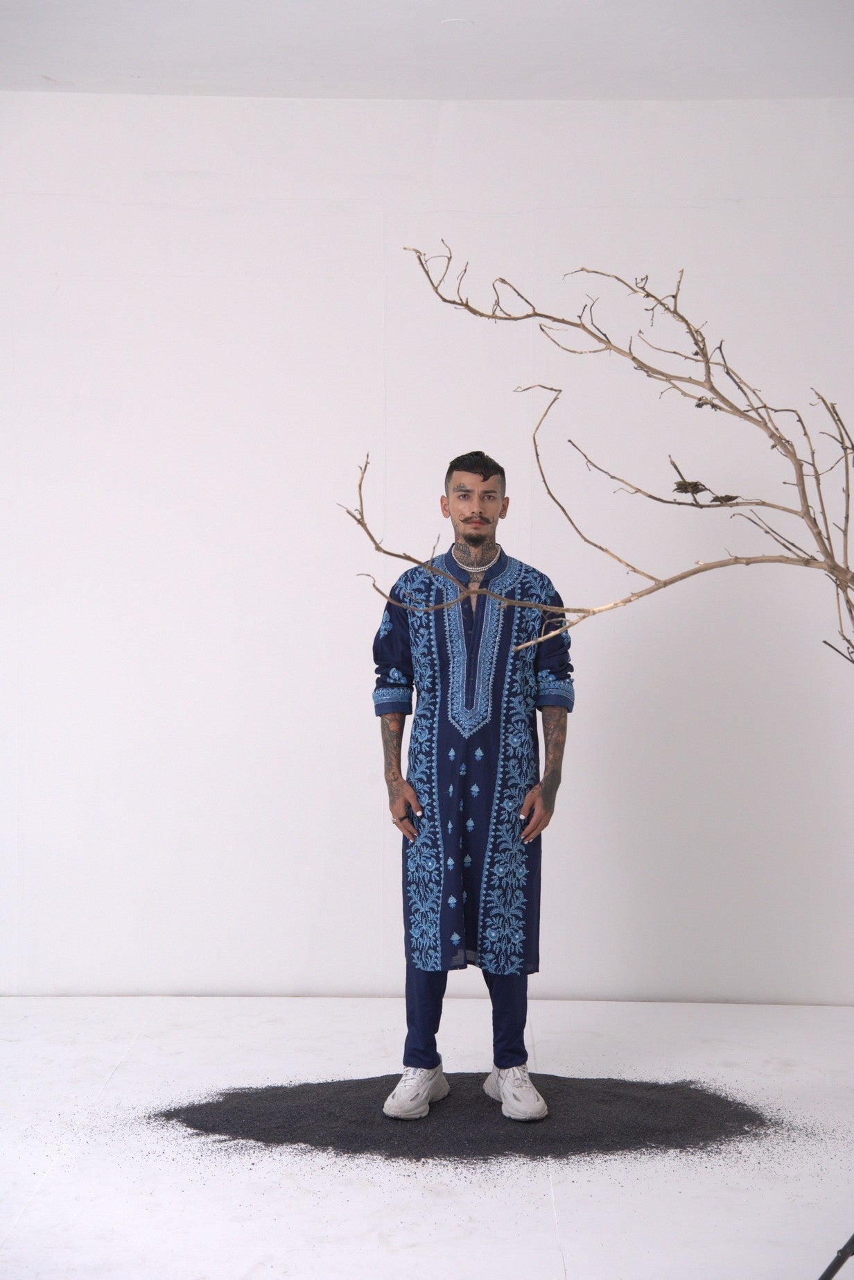 Chanderi Indigo Kurta With Pants
