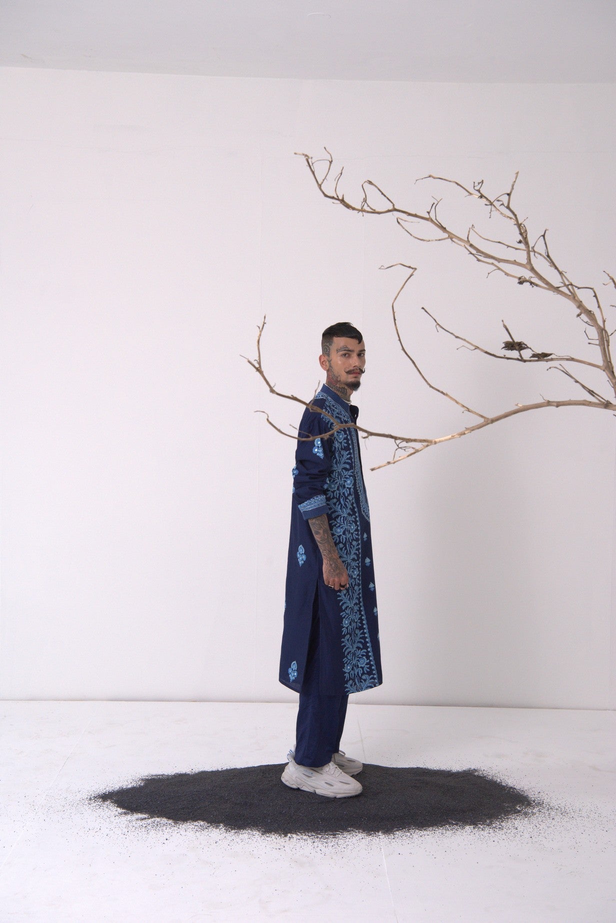 Chanderi Indigo Kurta With Pants