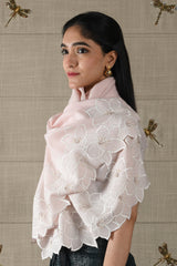 Midnight Bloom | Embroidered Wool Silk Stole