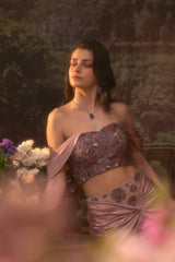 Stella Blush Drape Skirt Set