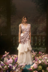 FIORA Moonlit Ivory Saree Set