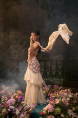 FIORA Moonlit Ivory Saree Set