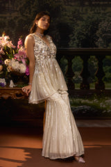 HOORIYA Moonlit Ivory Plazzo Set