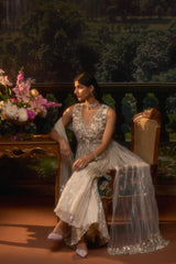 HOORIYA Moonlit Ivory Plazzo Set