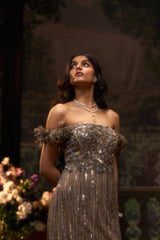 ZEBA Off-Shoulder Flare Gown