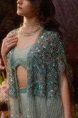 ELARA Aqua Blue Cape Set