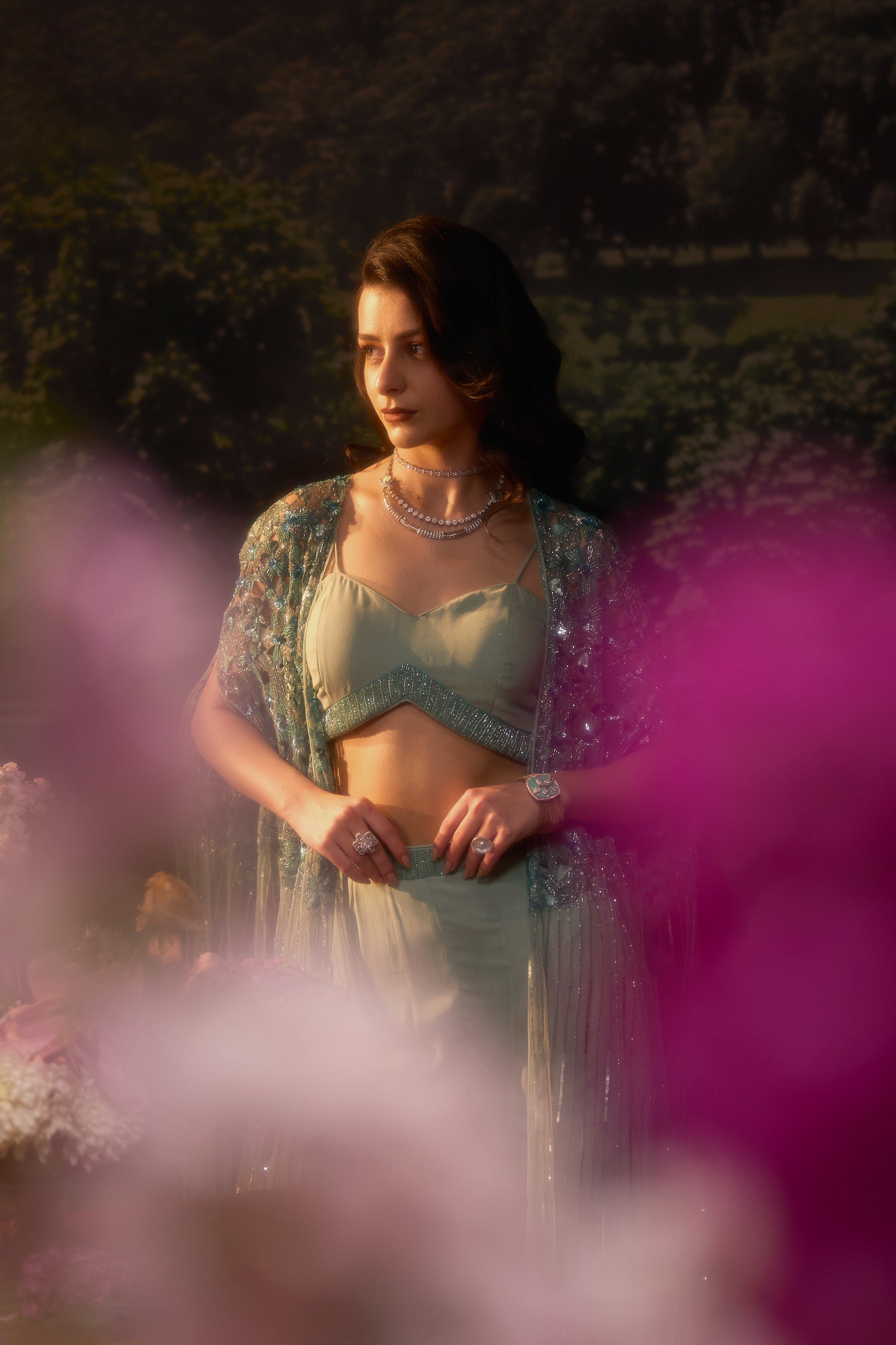 ELARA Aqua Blue Cape Set