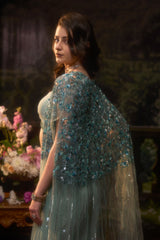 ELARA Aqua Blue Cape Set