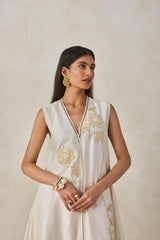 Chanderi Applique Work Kurta With Pant Set
