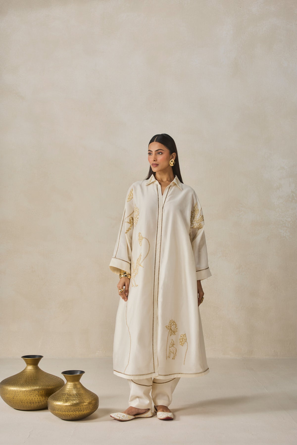 Chanderi Shirt Kurta With Salwar Set