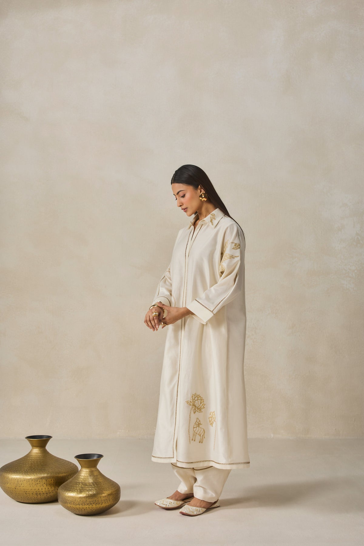 Chanderi Shirt Kurta With Salwar Set