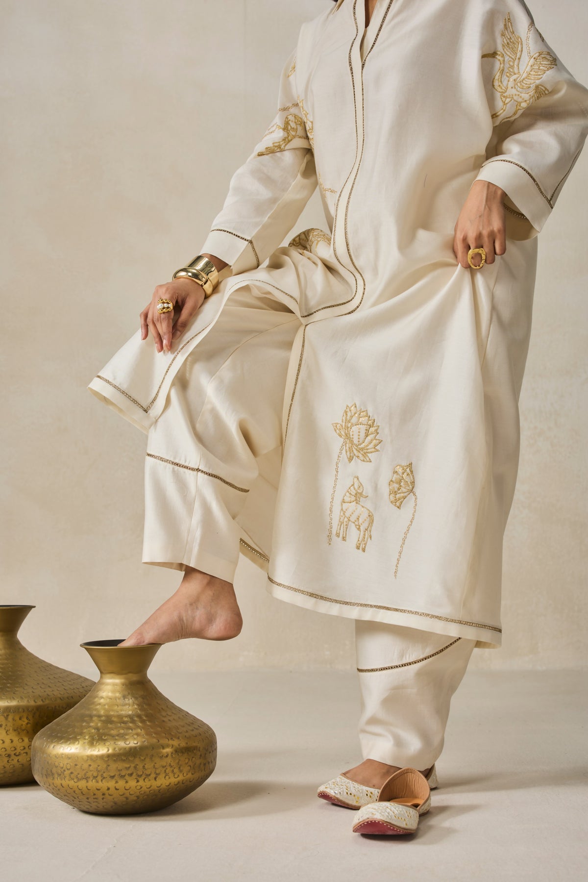 Chanderi Shirt Kurta With Salwar Set