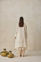 Chanderi Assymmetrical Kurta With Pant Set