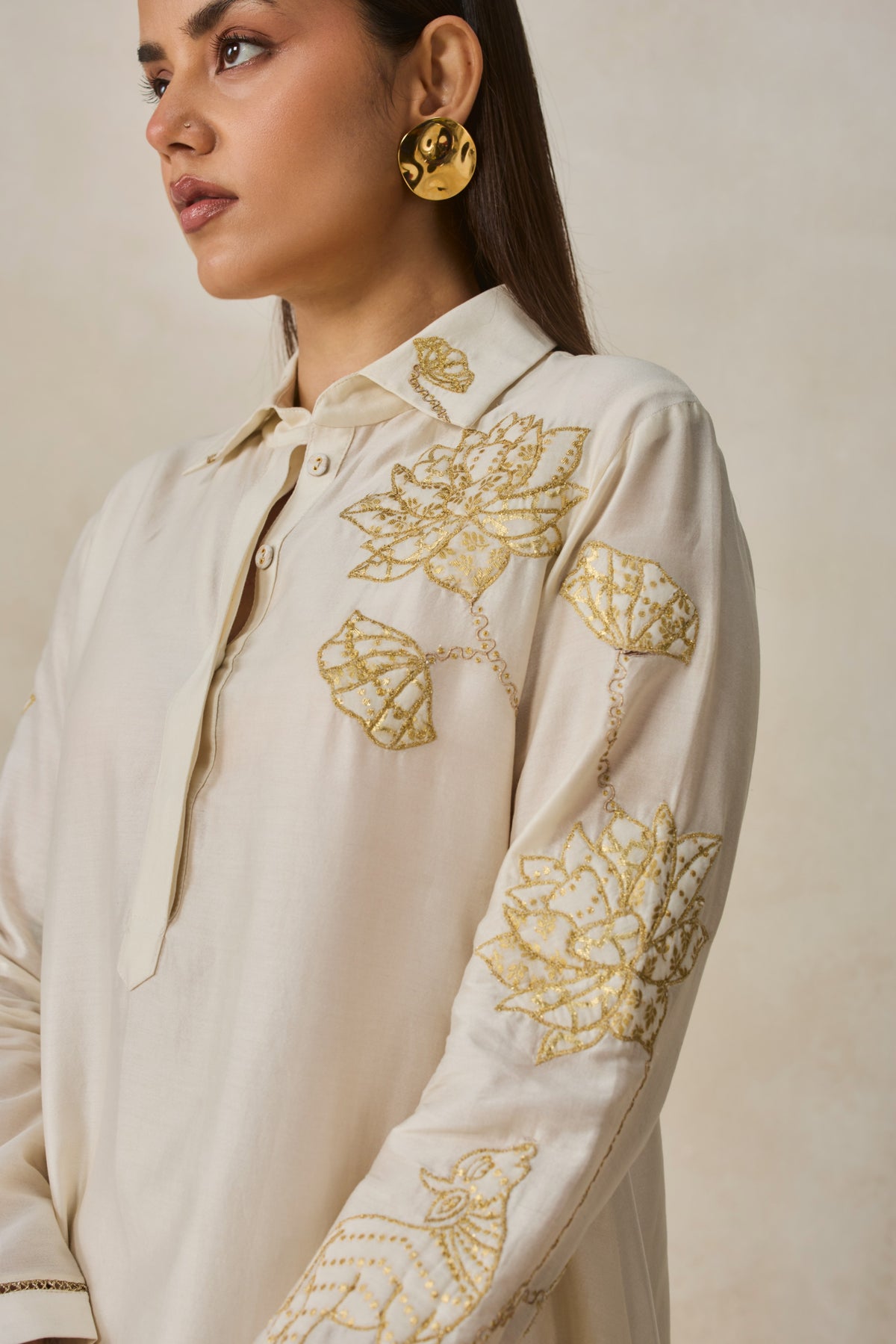 Chanderi Assymmetrical Kurta With Pant Set