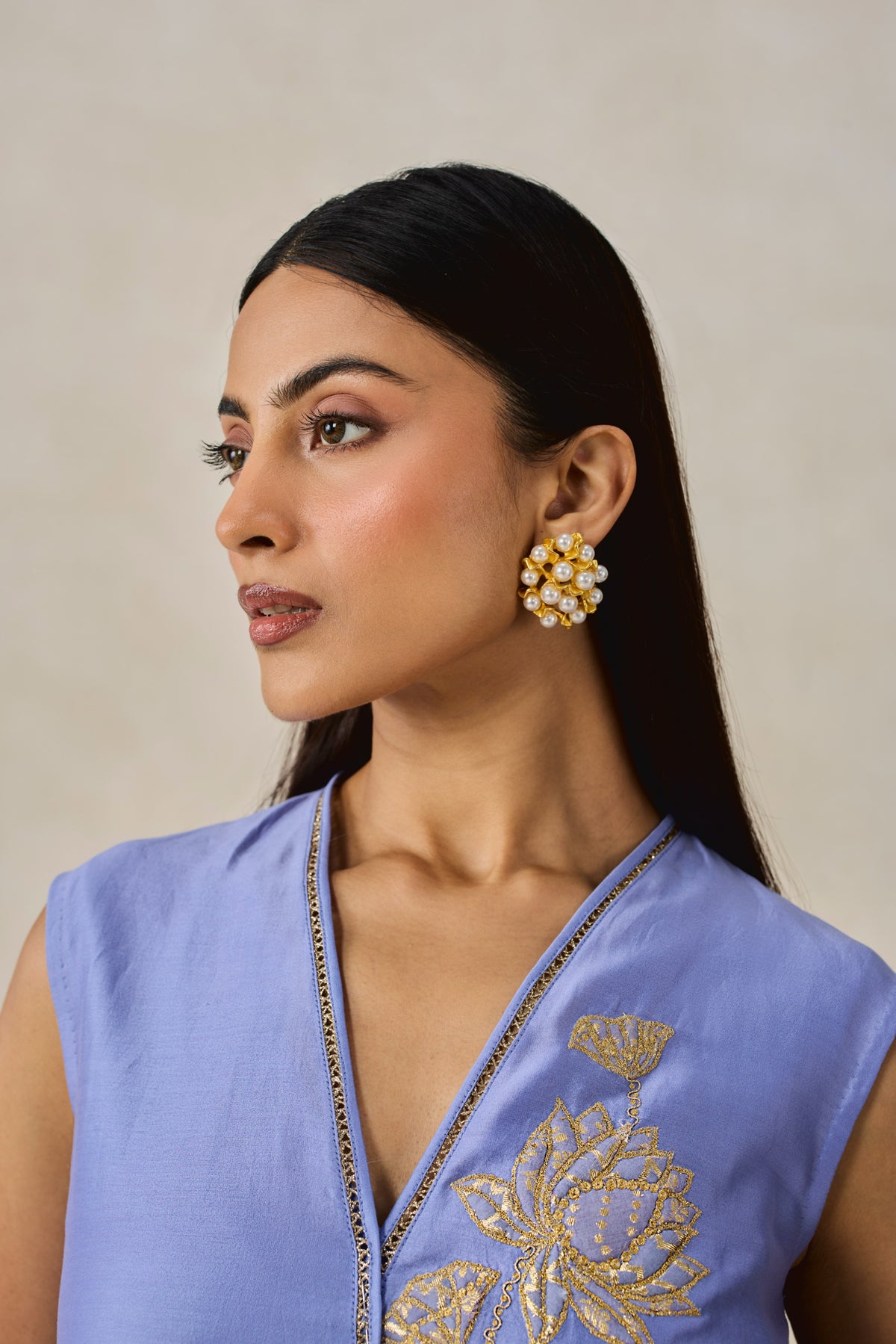 Chanderi Applique Work Kurta With Pant Set