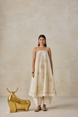 Chanderi Offshoulder Kurta With Pant Set
