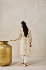 Gold Chanderi Patch Work Kurta & Salwar