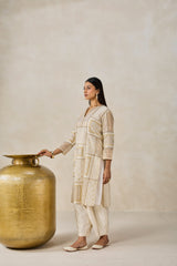 Gold Chanderi Patch Work Kurta & Salwar