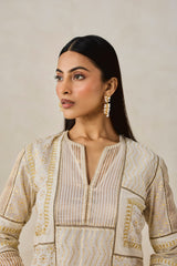 Gold Chanderi Patch Work Kurta & Salwar