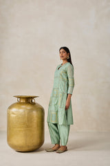 Gold Chanderi Patch Work Kurta & Salwar
