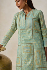 Gold Chanderi Patch Work Kurta & Salwar