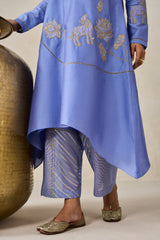 Chanderi Assymmetrical Kurta With Pant Set