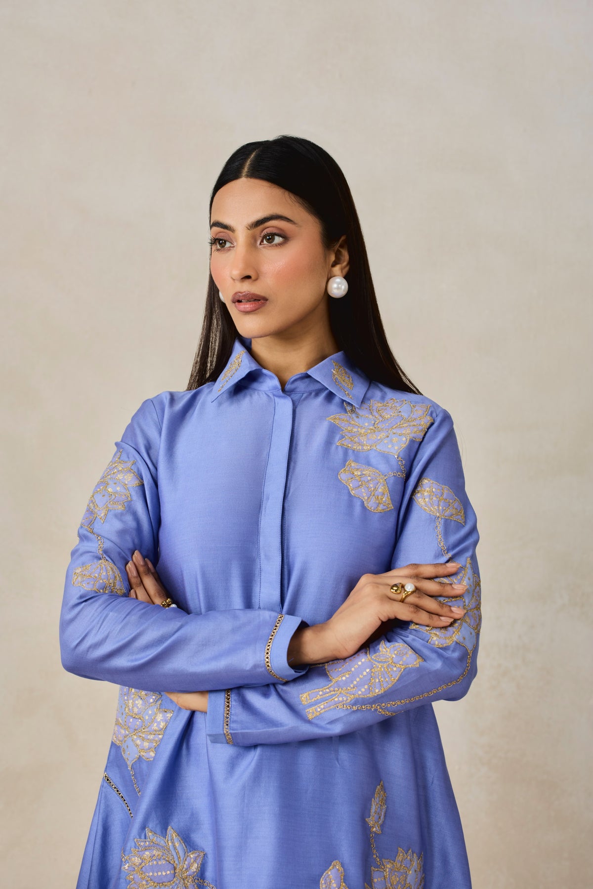 Chanderi Assymmetrical Kurta With Pant Set