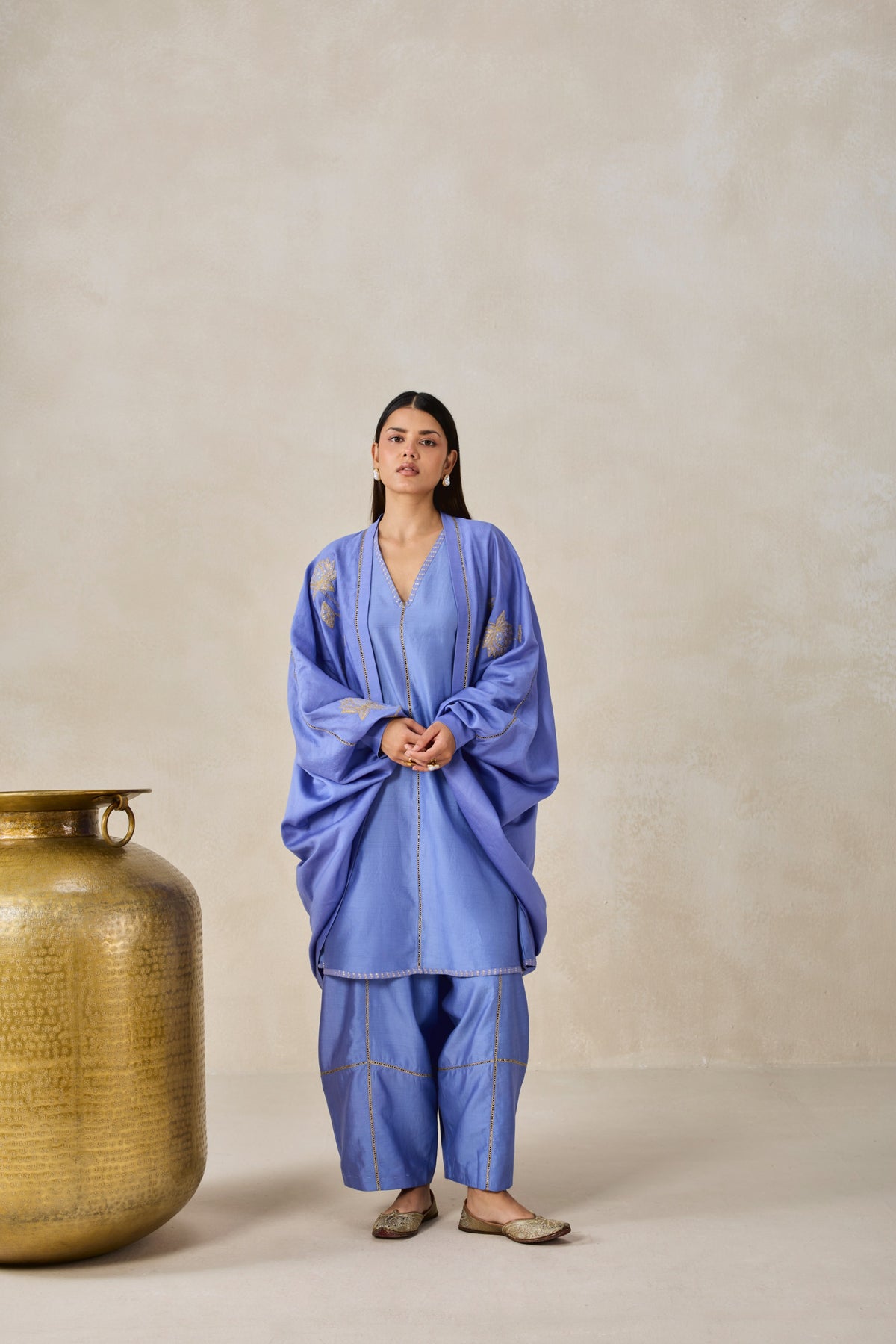 Chanderi Jacket Style Kurta With Salwar Set