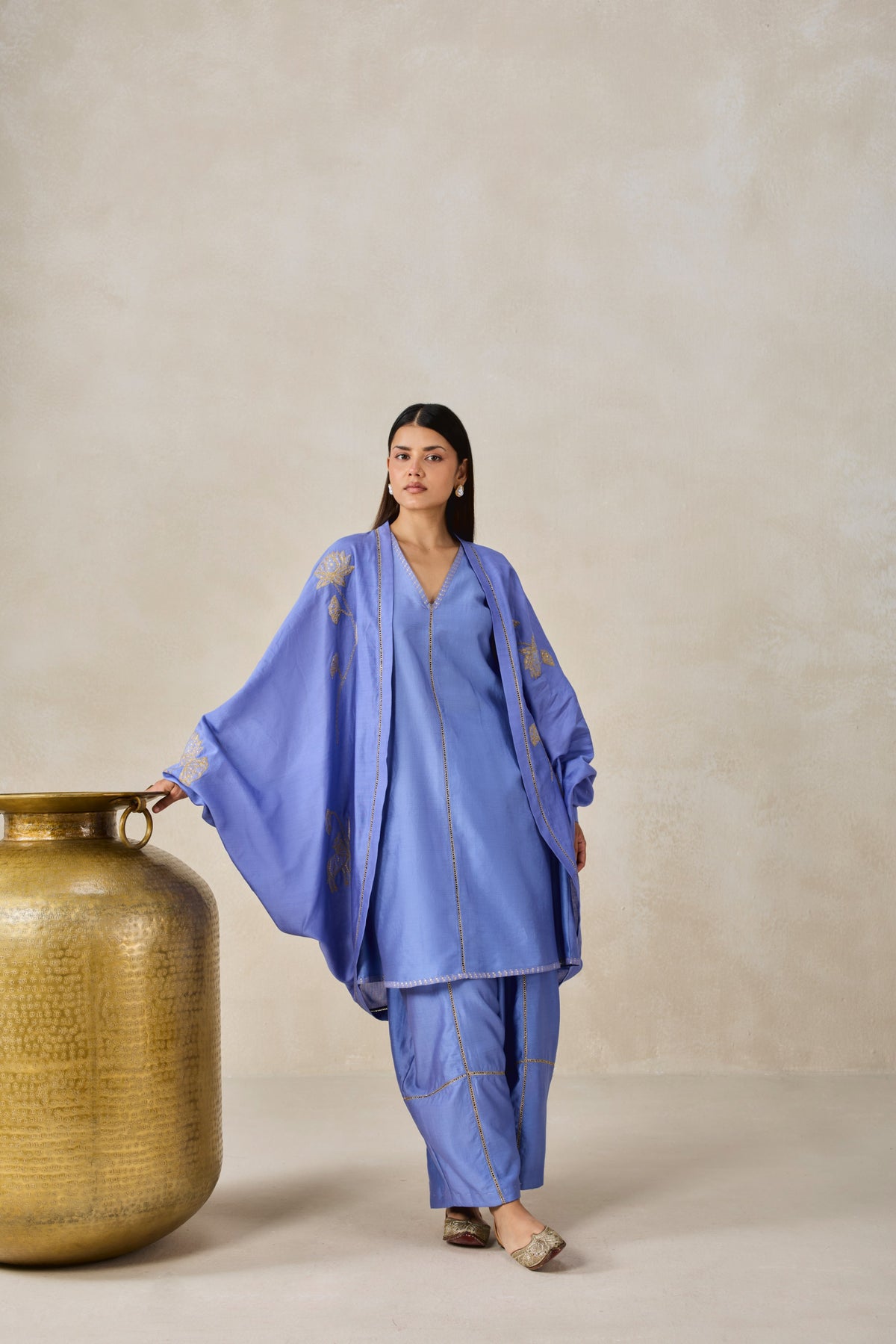 Chanderi Jacket Style Kurta With Salwar Set