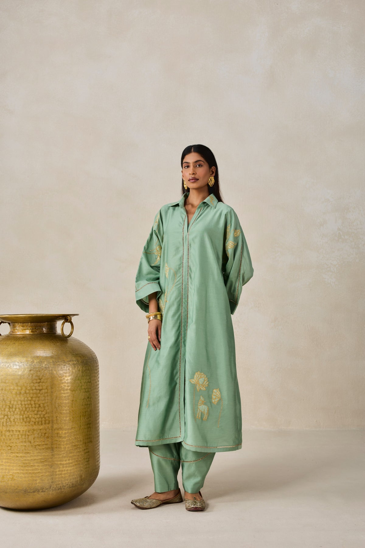 Chanderi Shirt Kurta With Salwar Set