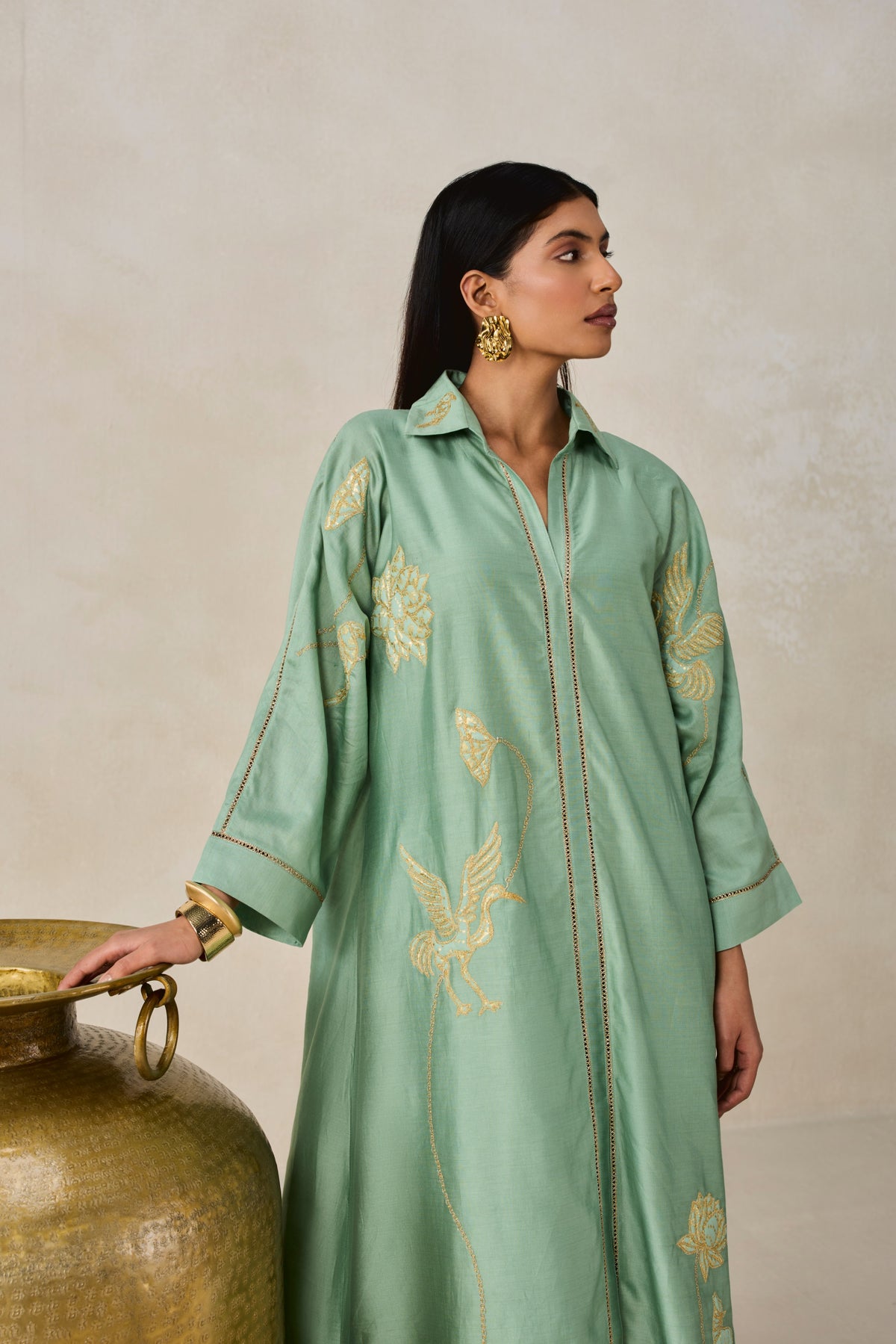 Chanderi Shirt Kurta With Salwar Set