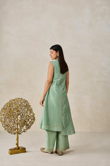 Chanderi Applique Work Kurta With Pant Set