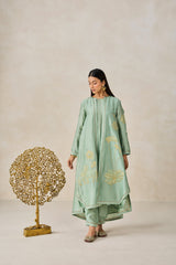 Chanderi Jacket Style Kurta With Pant Set