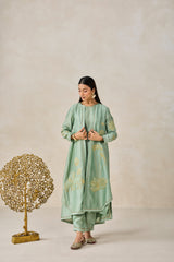 Chanderi Jacket Style Kurta With Pant Set