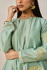 Chanderi Jacket Style Kurta With Pant Set
