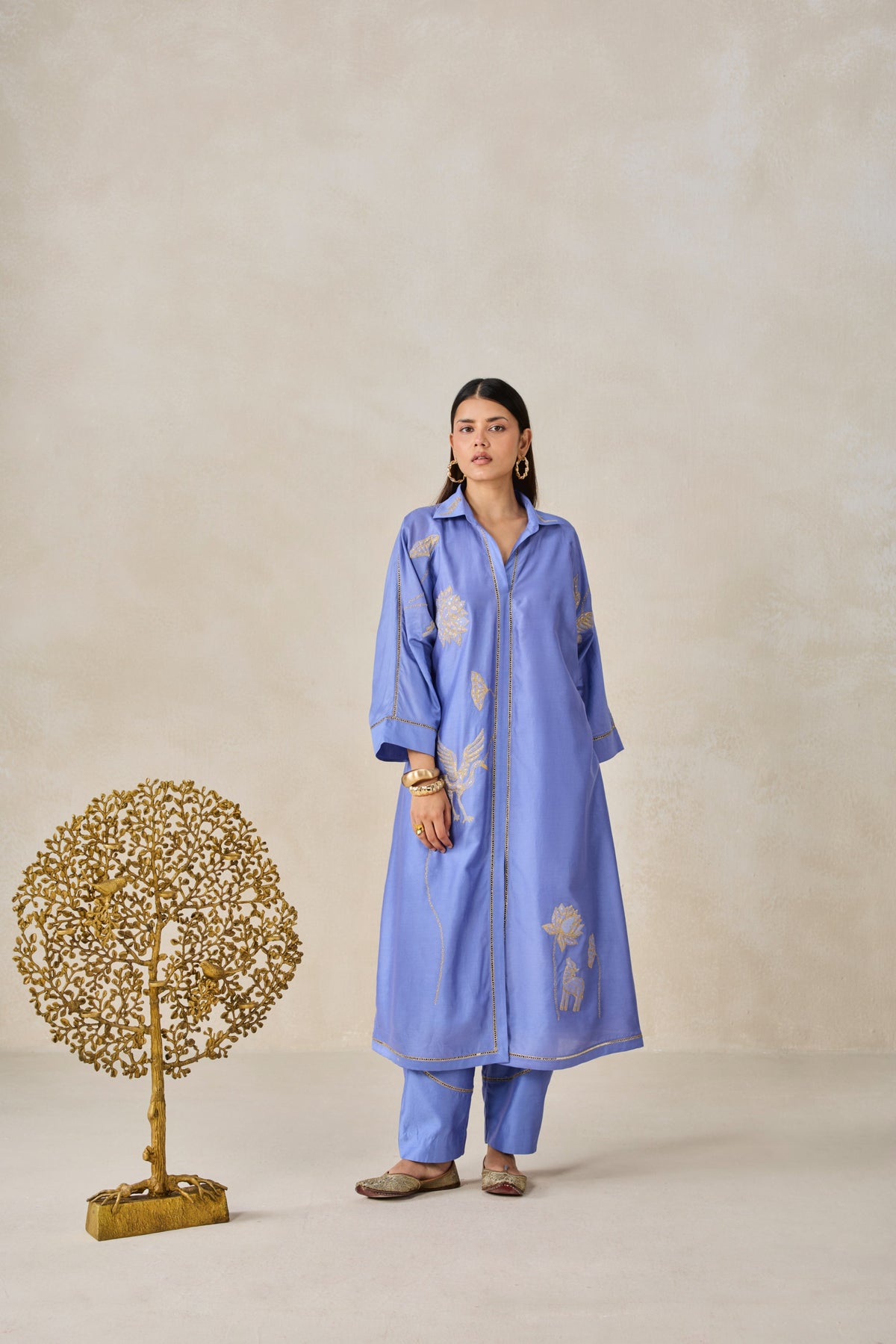 Chanderi Shirt Kurta With Salwar Set