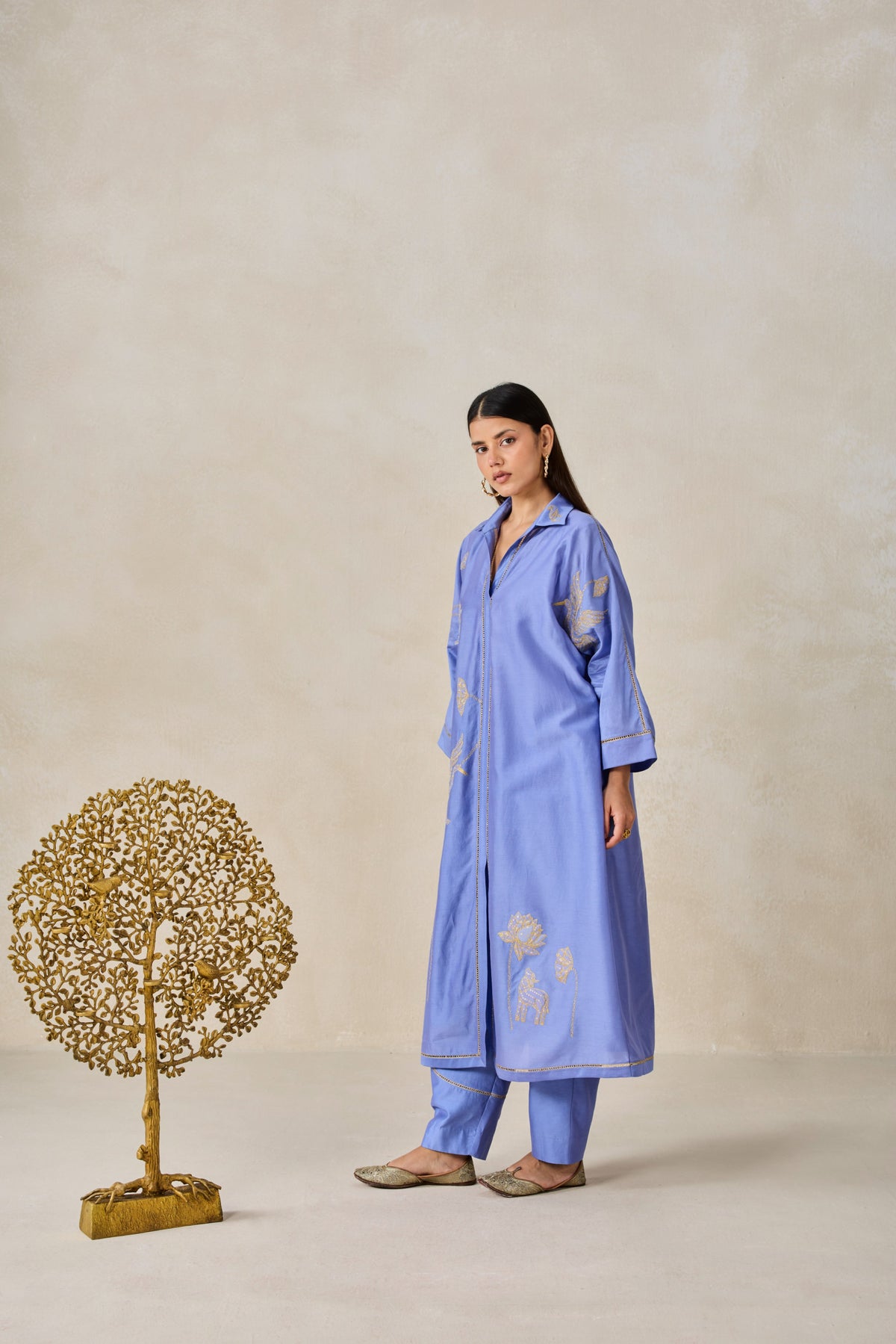 Chanderi Shirt Kurta With Salwar Set